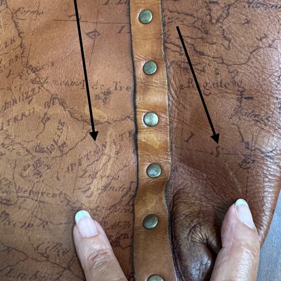 Patricia Nash Cognac Benvenuto Leather Tote Signature Map Collection - Picture 15 of 16
